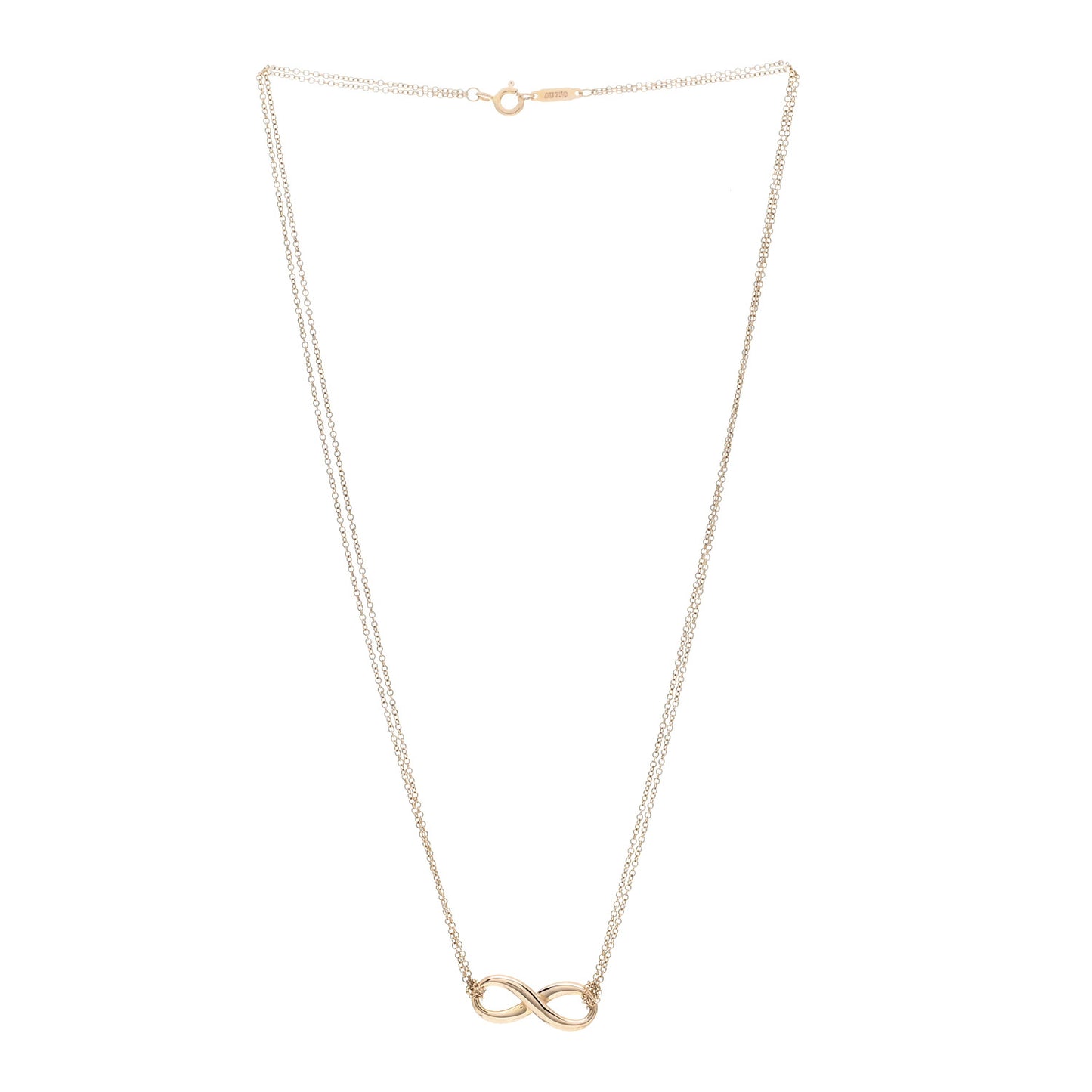 18K Rose Gold Infinity Double Chain Pendant Necklace