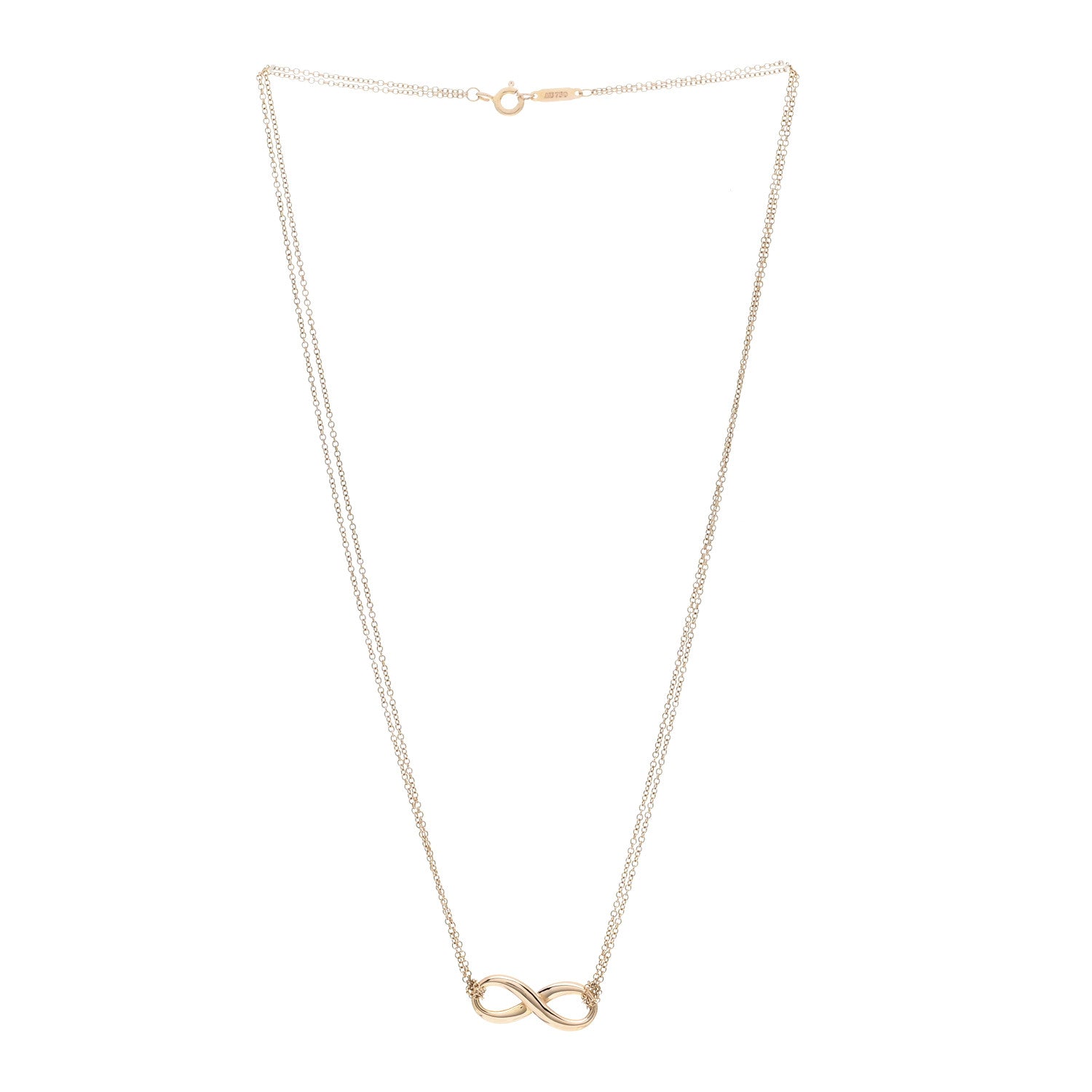 Tiffany 18K Rose Gold Infinity Double Chain Pendant Necklace 3 of 4