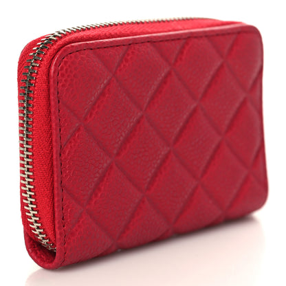 Chanel Caviar Quilted Diamond CC Zip Coin Purse Dark Pink 3 of 8