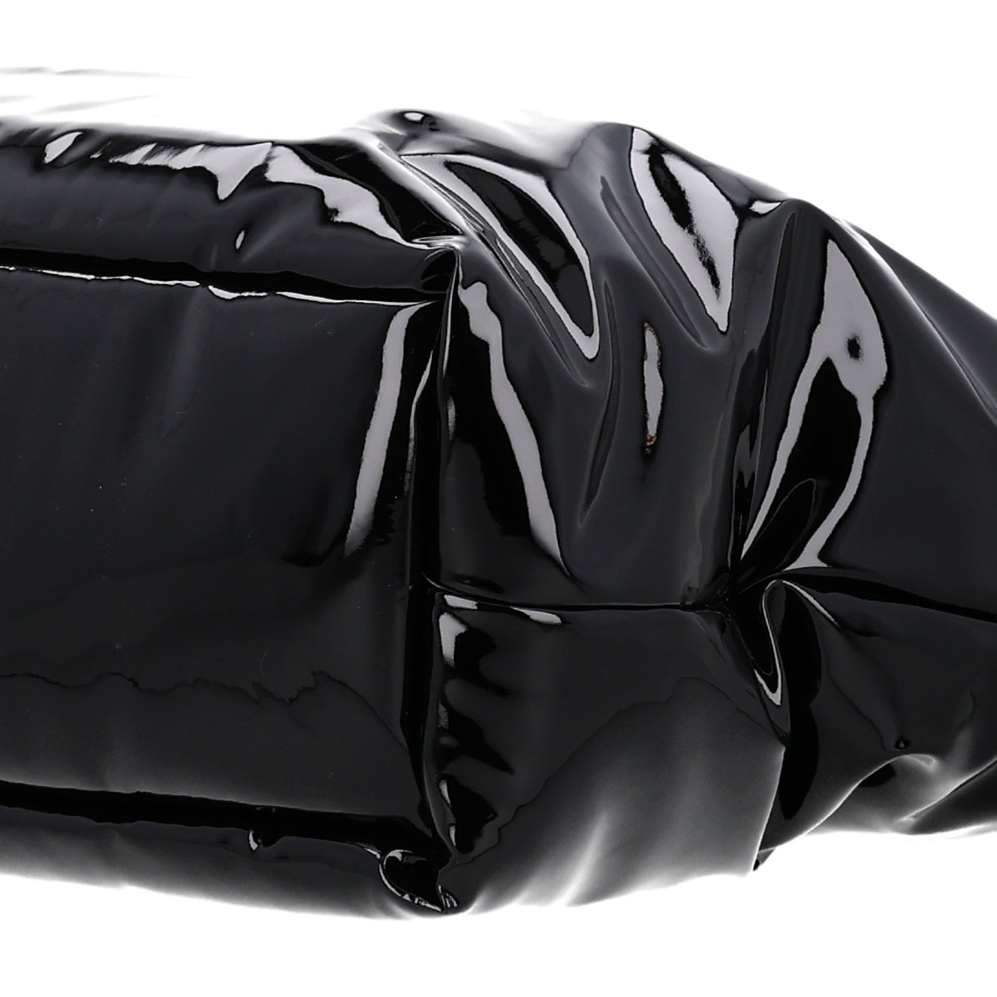 Patent Wide Puffer Maxi Tote Black