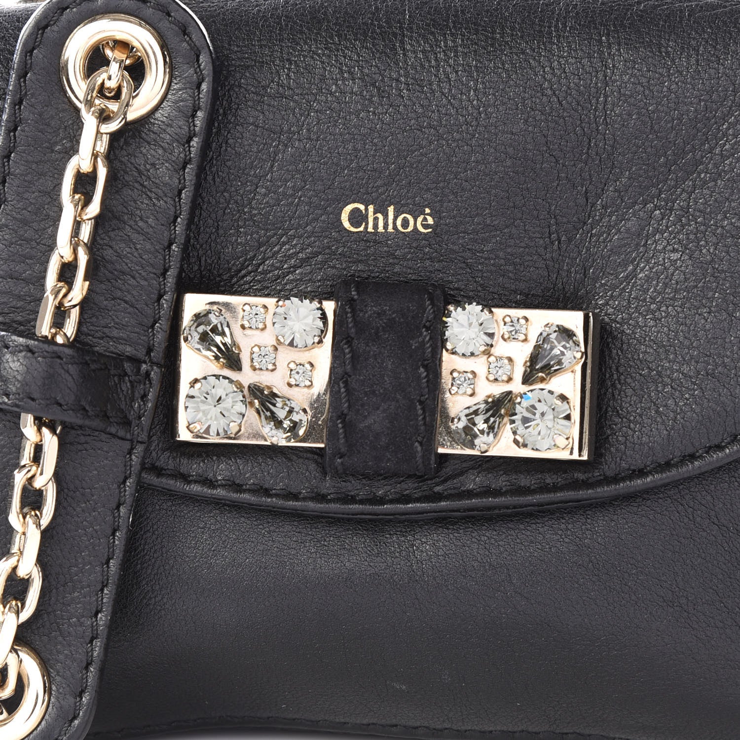 Chloe Grained Calfskin Crystal Mini Lily Crossbody Bag Black 11 of 11