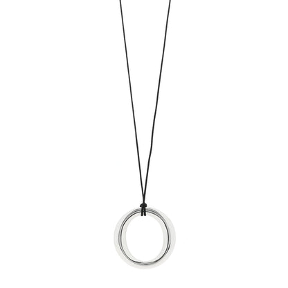 Tiffany Sterling Silver Large Elsa Peretti Sevillana Pendant Cord Necklace 1 of 4
