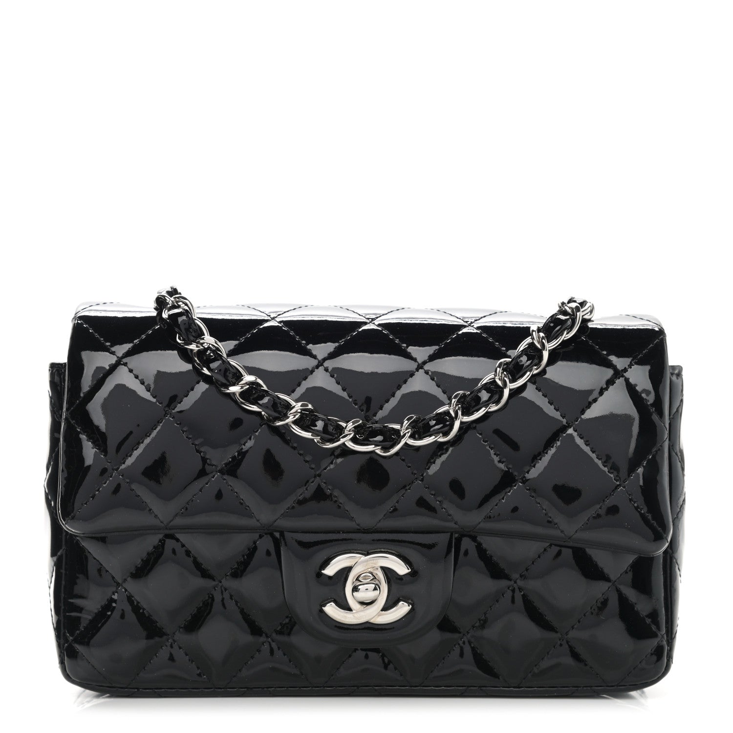 Chanel Patent Calfskin Quilted Mini Rectangular Flap Black 1 of 11