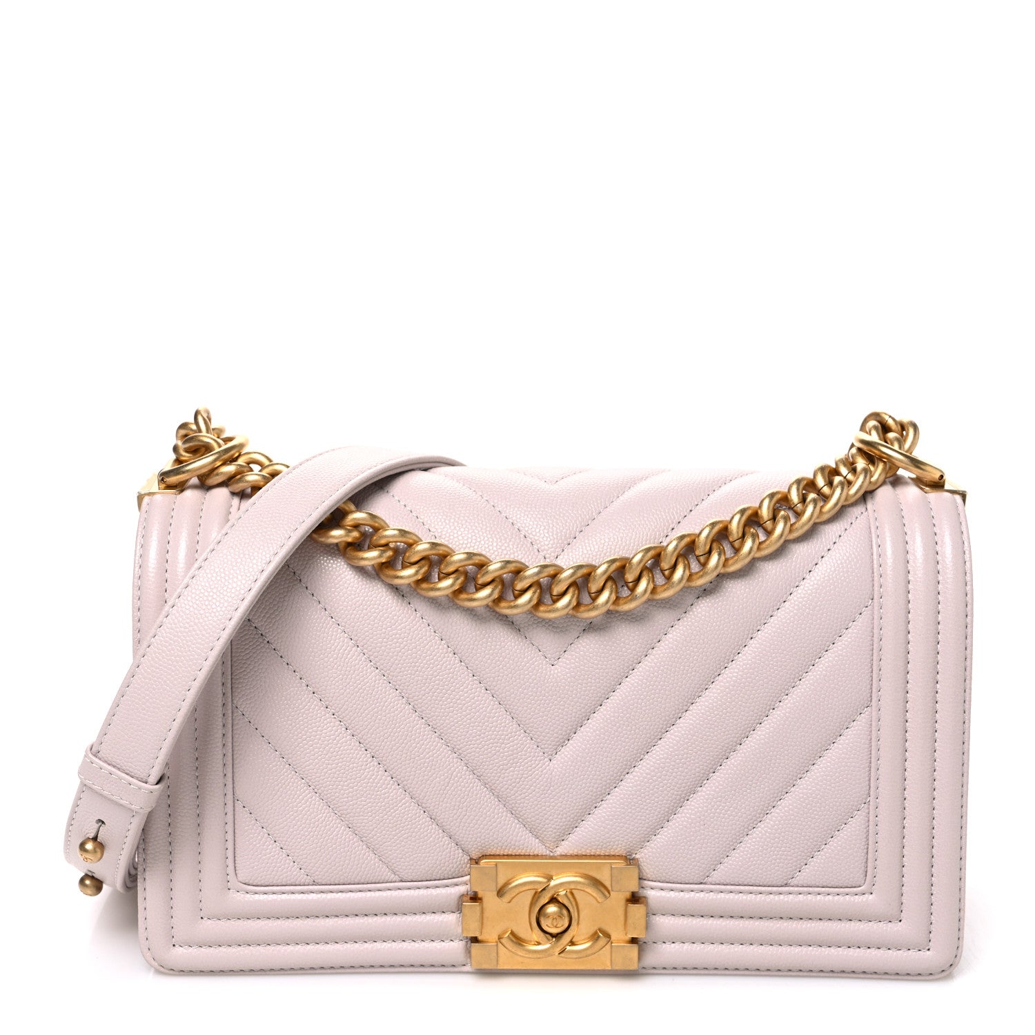 Chanel Caviar Chevron Quilted Medium Boy Flap Light Pink 1 of 10