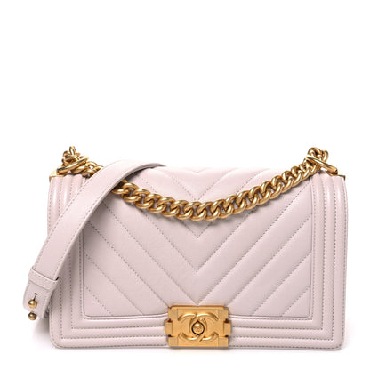 Chanel Caviar Chevron Quilted Medium Boy Flap Light Pink 1 of 10