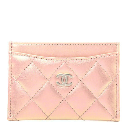 Chanel Iridescent Calfskin Quilted Card Holder Pink 1 of 7