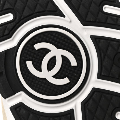 Chanel Mesh Suede Grained Calfskin Womens CC Sneakers 42 White Black 7 of 10