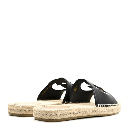 Gucci Cosmos Softy Calfskin Espadrille Mens Interlocking G Cut Out Slide Sandals 10 Black 5 of 10