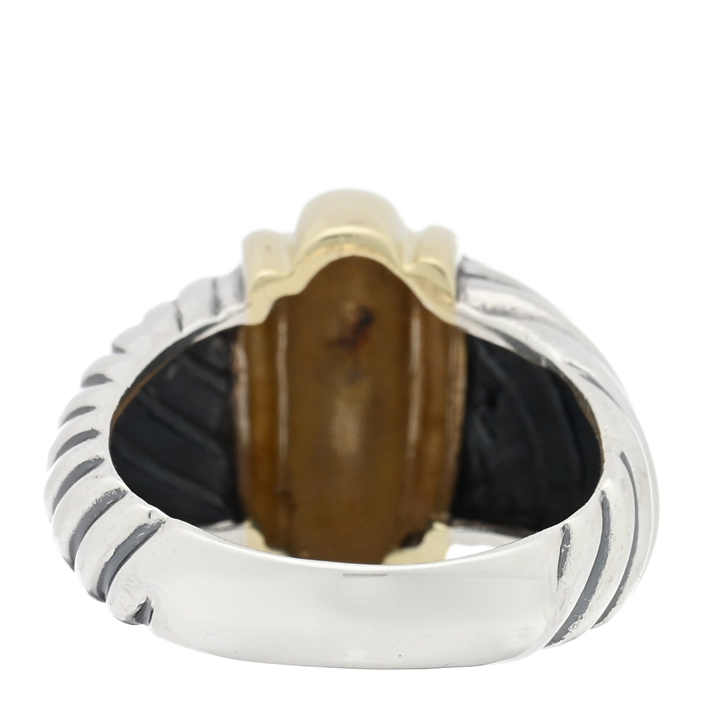 Sterling Silver 14K Yellow Gold Cable Station Ring 53 6.5