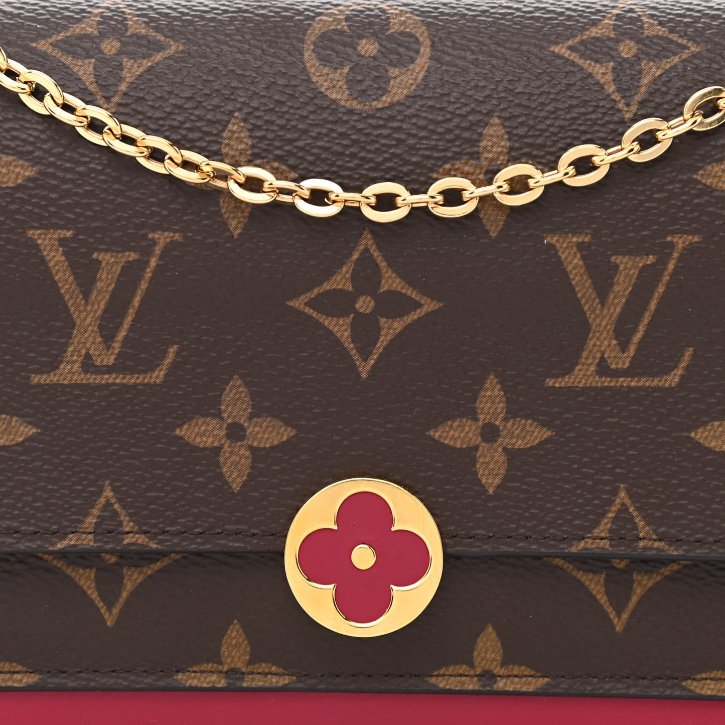 Monogram Flore Chain Wallet Fuchsia