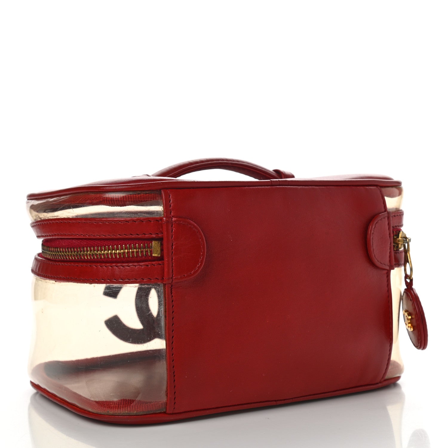 Chanel Calfskin PVC Vanity Cosmetic Case Red 3 of 22
