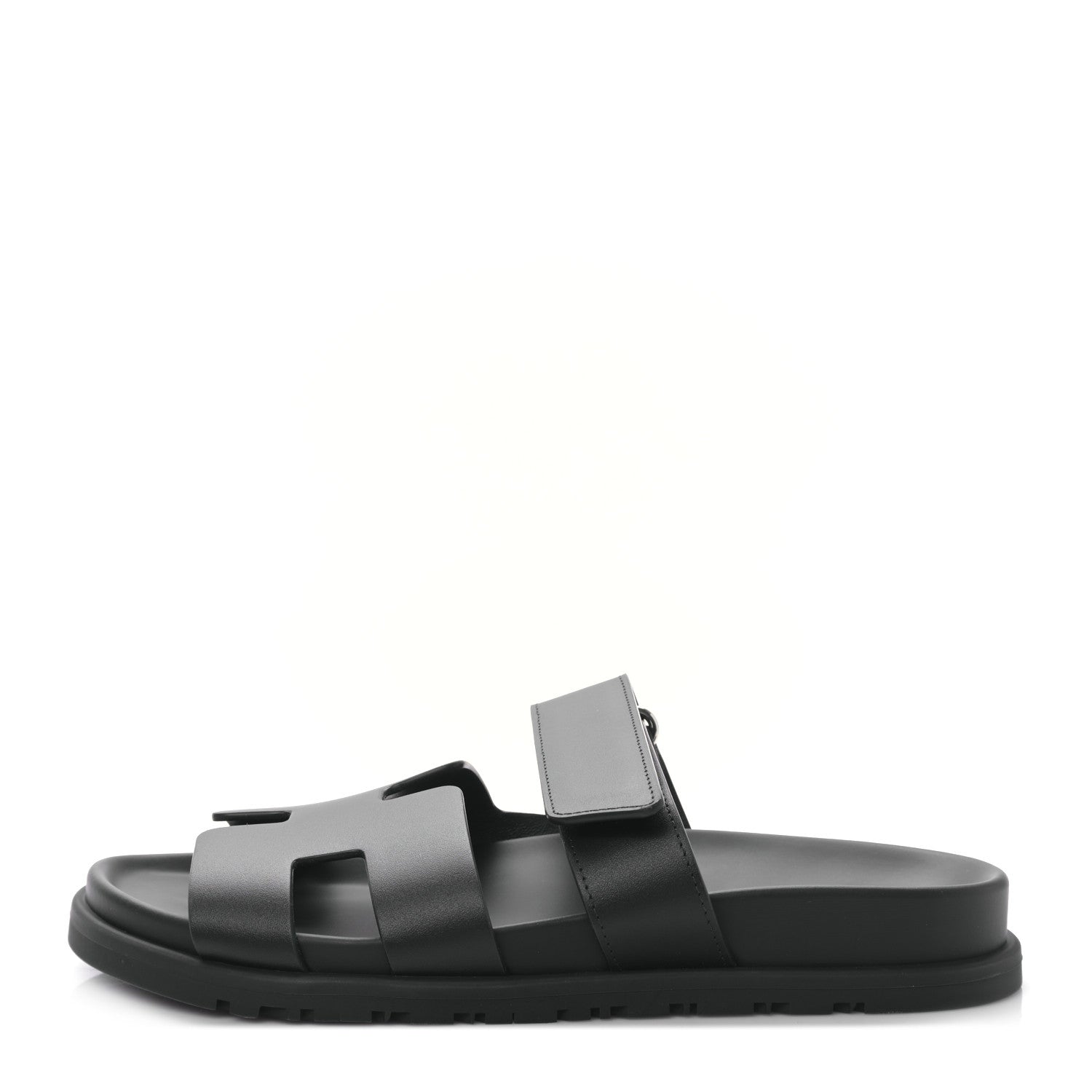 Hermes Calfskin Womens Chypre Sandals 37 Black 1 of 8