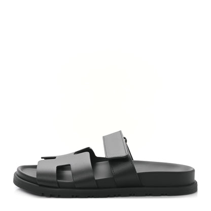 Hermes Calfskin Womens Chypre Sandals 37 Black 1 of 8