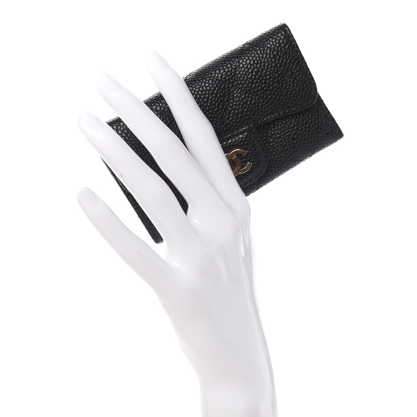 Caviar Quilted 6 Key Holder Black