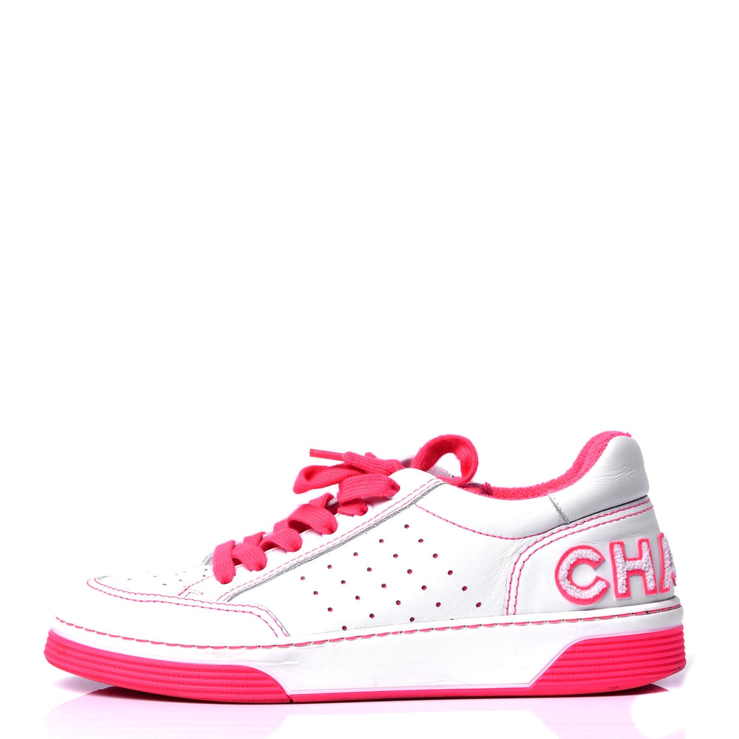 Calfskin Womens Logo Sneakers 39.5 Fuchsia White