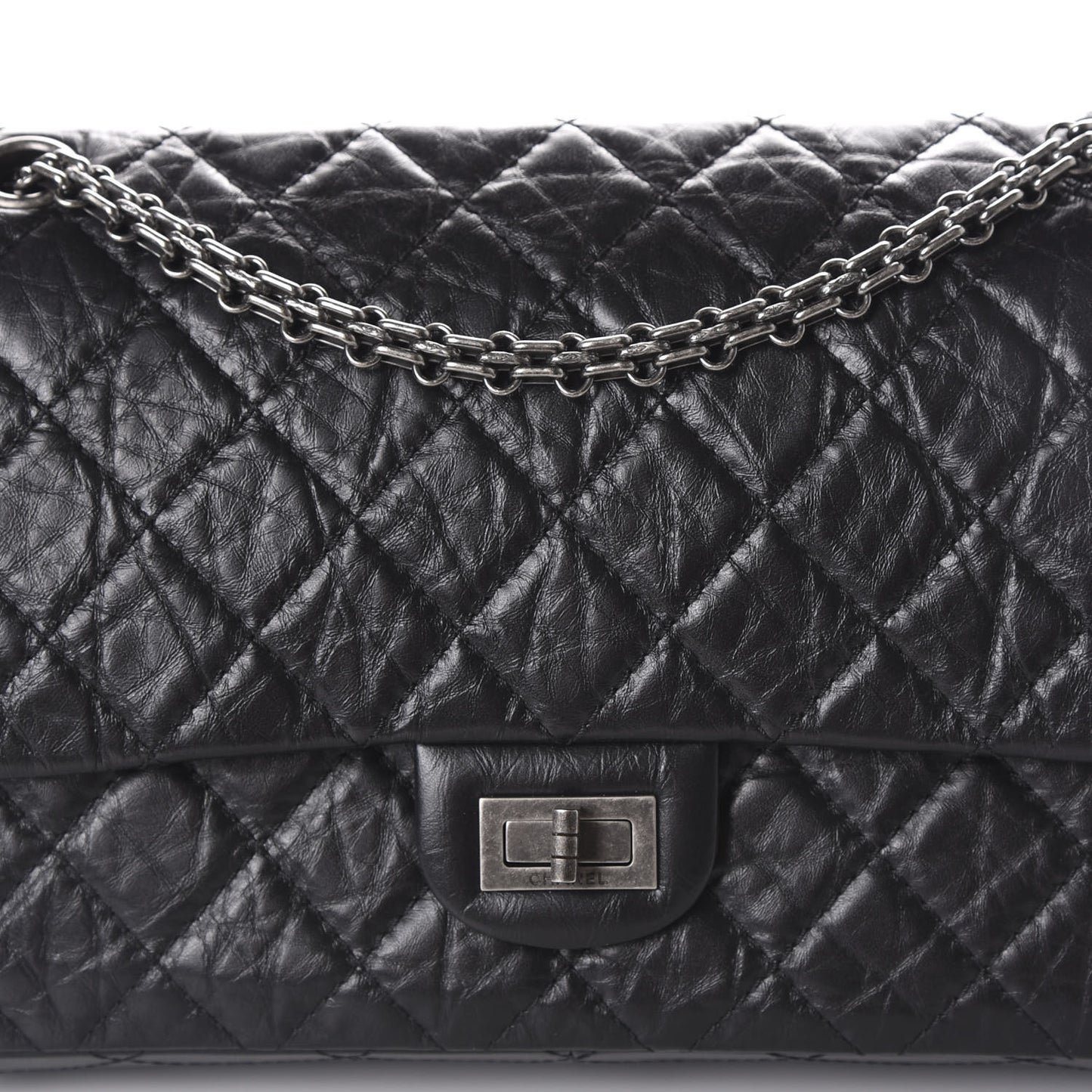 Aged Calfskin Quilted 2.55 Reissue 226 Flap Black