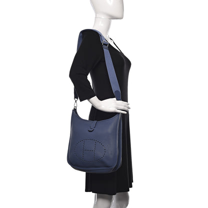 Hermes Taurillon Clemence Evelyne III PM Bleu Brighton 2 of 13