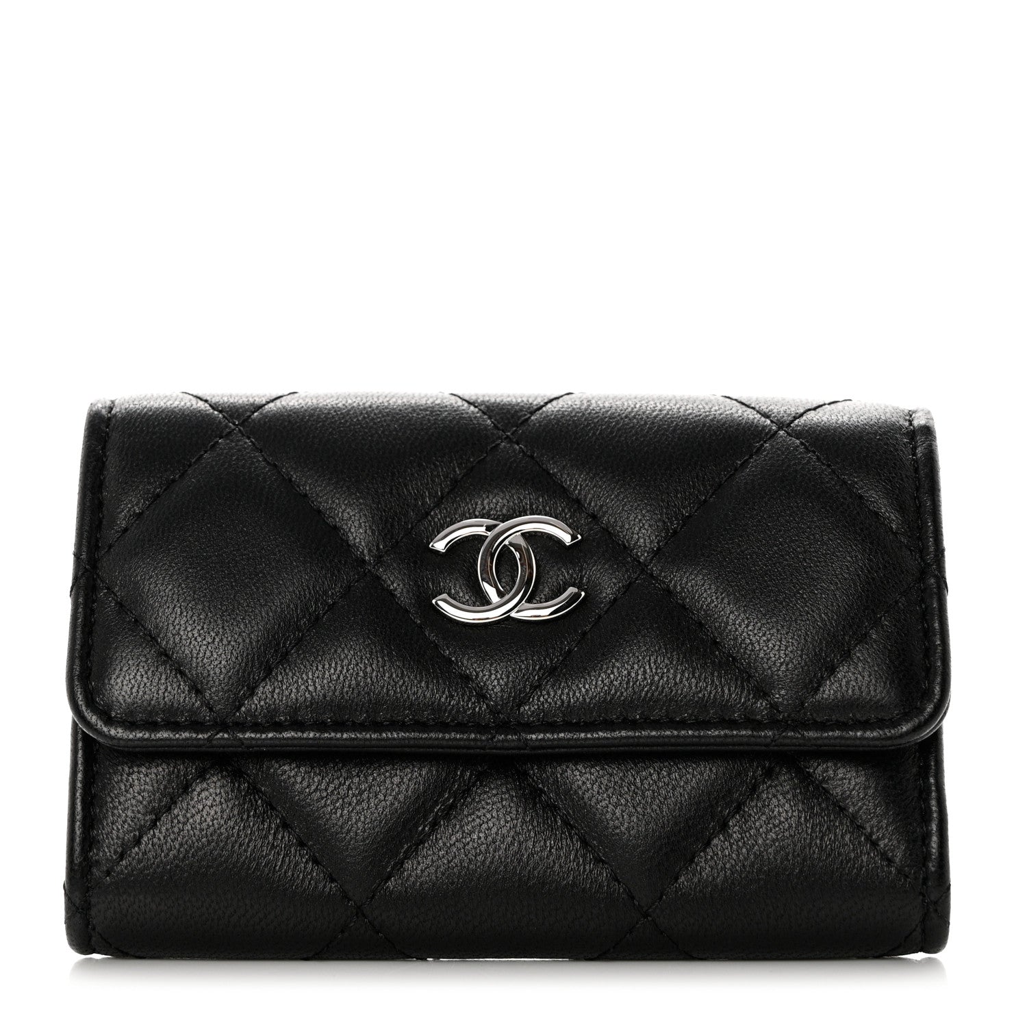 Chanel Lambskin Quilted Small Graffiti Compact Wallet Black 2 of 8