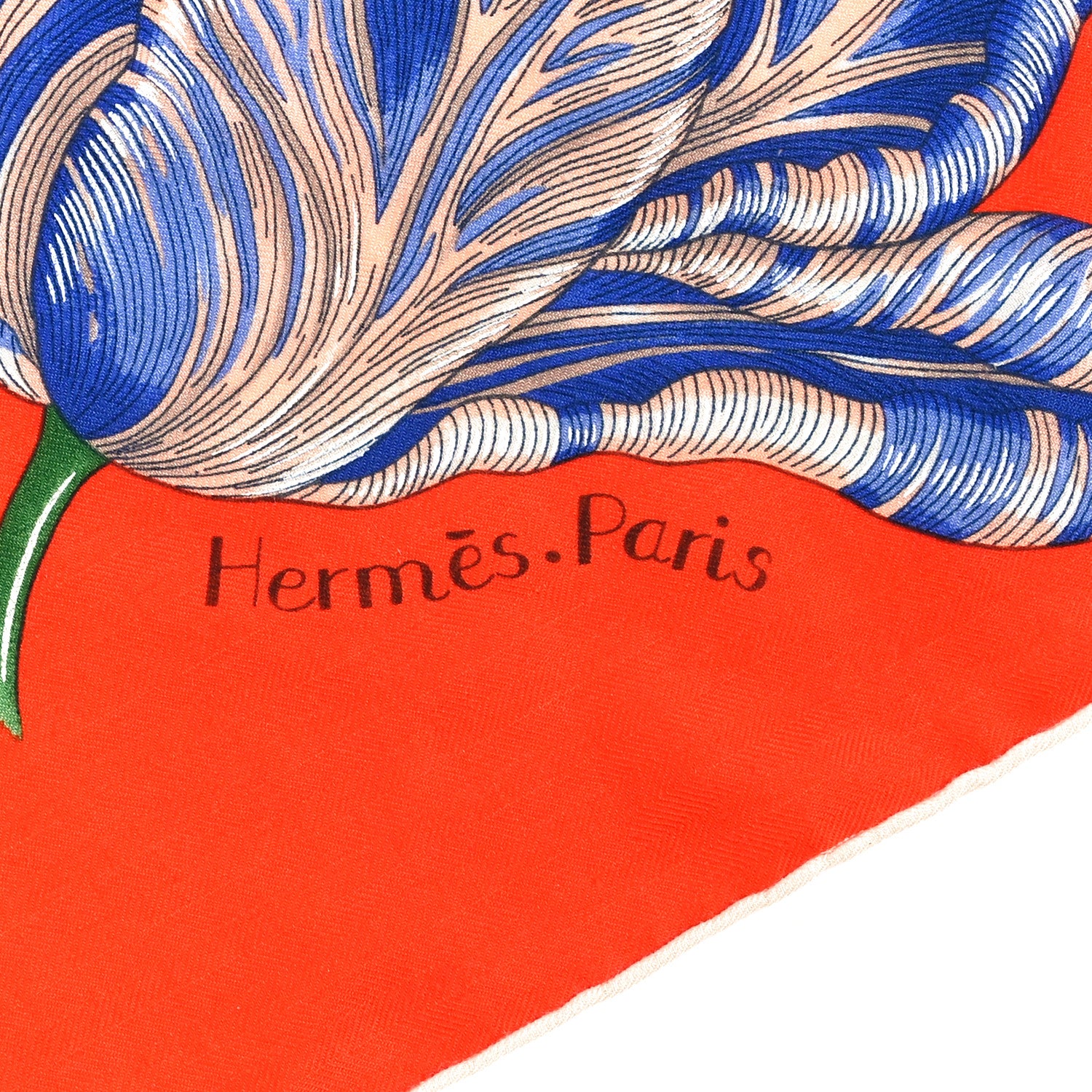 Hermes Cashmere Silk Tulipomanie Giant Pointe Triangle Scarf Vermillon Bleu Cobalt Fuschia 6 of 6