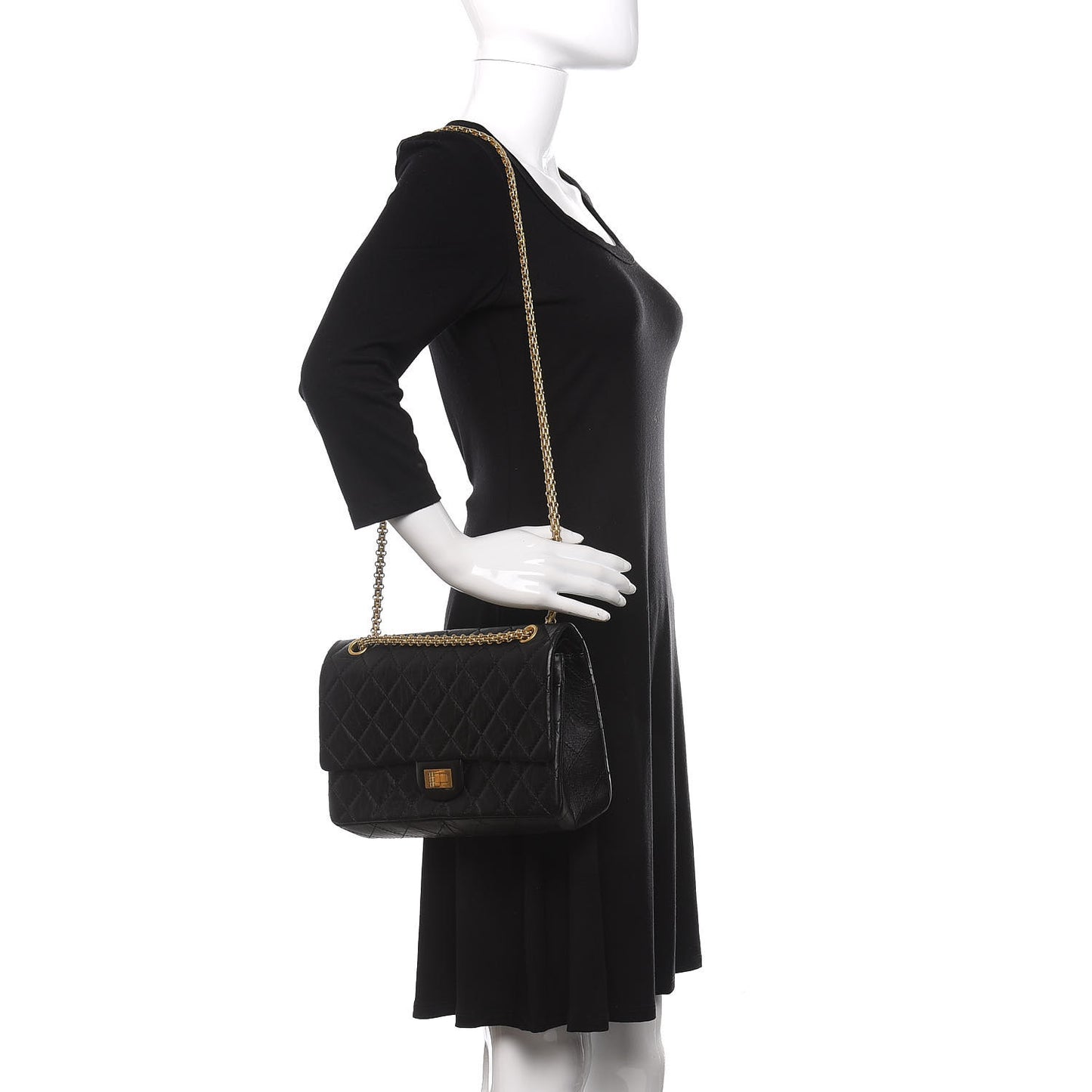 Aged Calfskin Quilted 2.55 Reissue 226 Flap Black