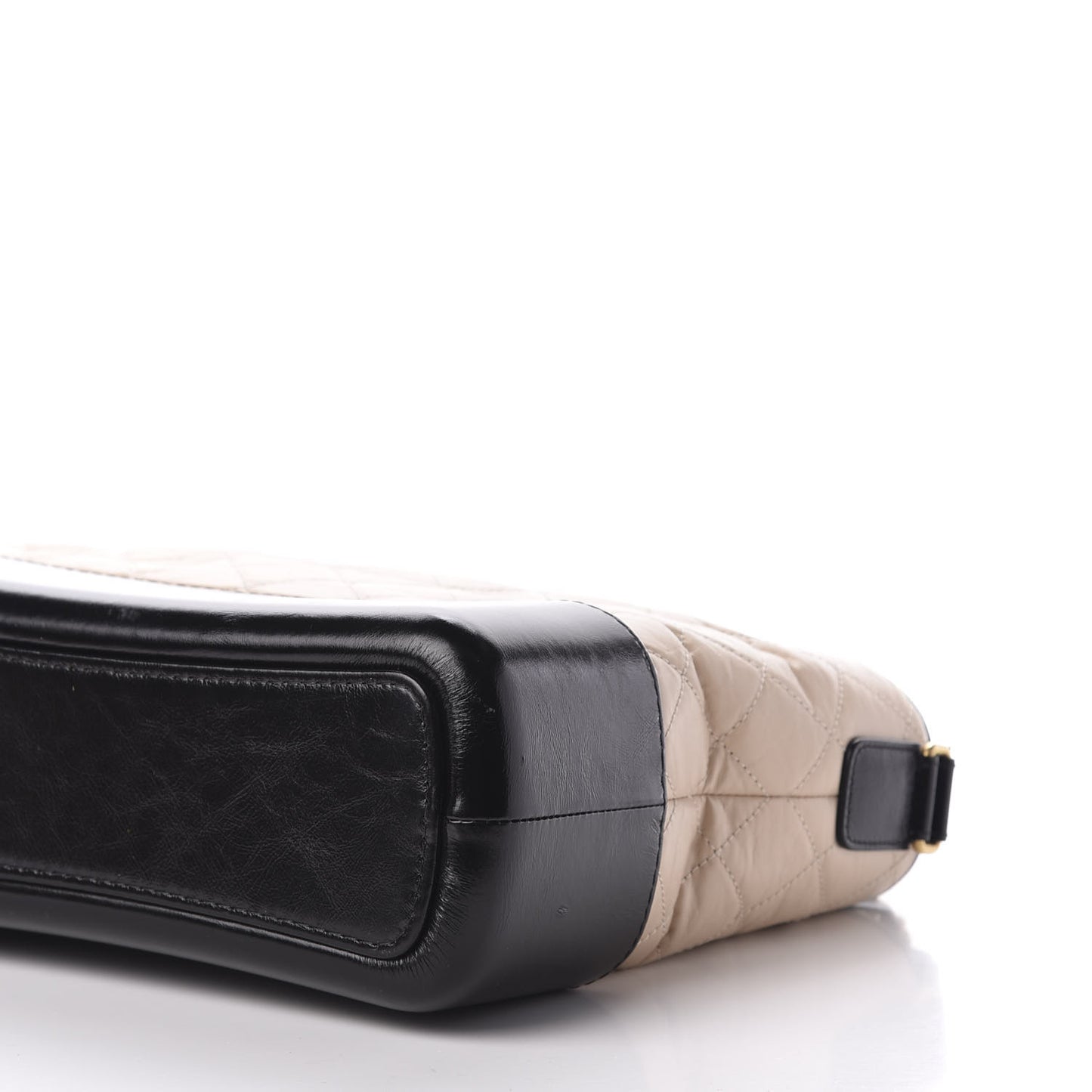 Aged Calfskin Quilted Medium Gabrielle Hobo Beige Black