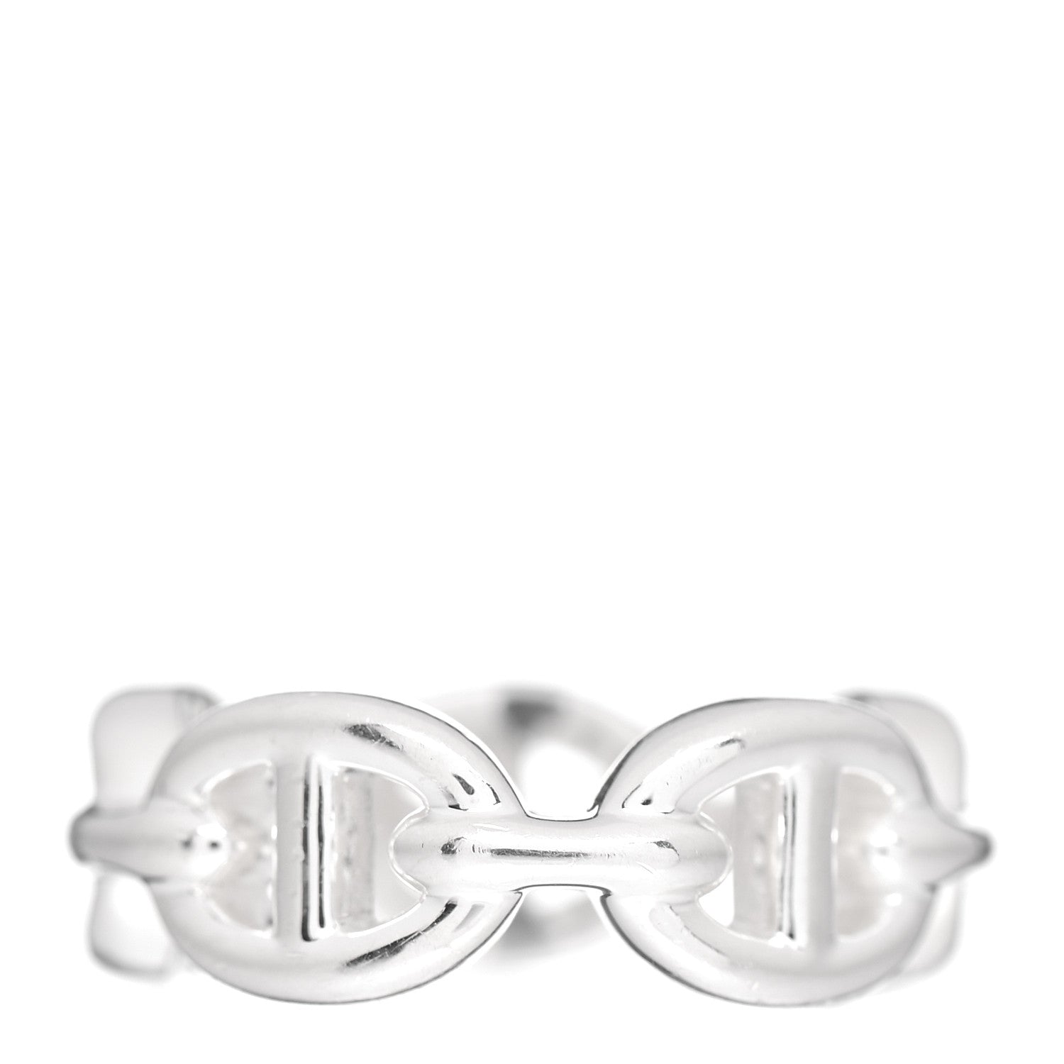 Hermes Sterling Silver PM Chaine d'Ancre Enchainee Band Ring 48 4.5 3 of 5