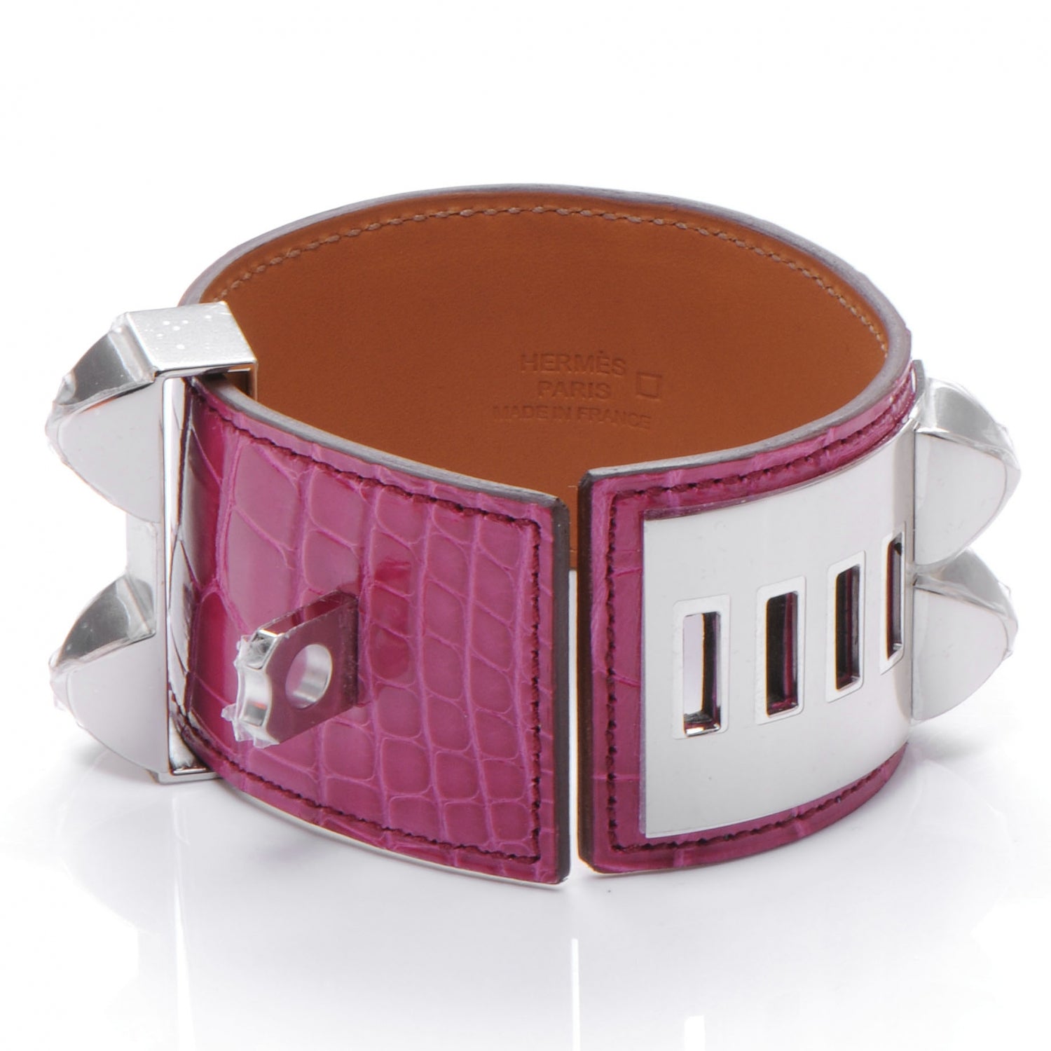 Hermes Alligator Collier De Chien CDC Bracelet Fuchsia Small 3 of 7