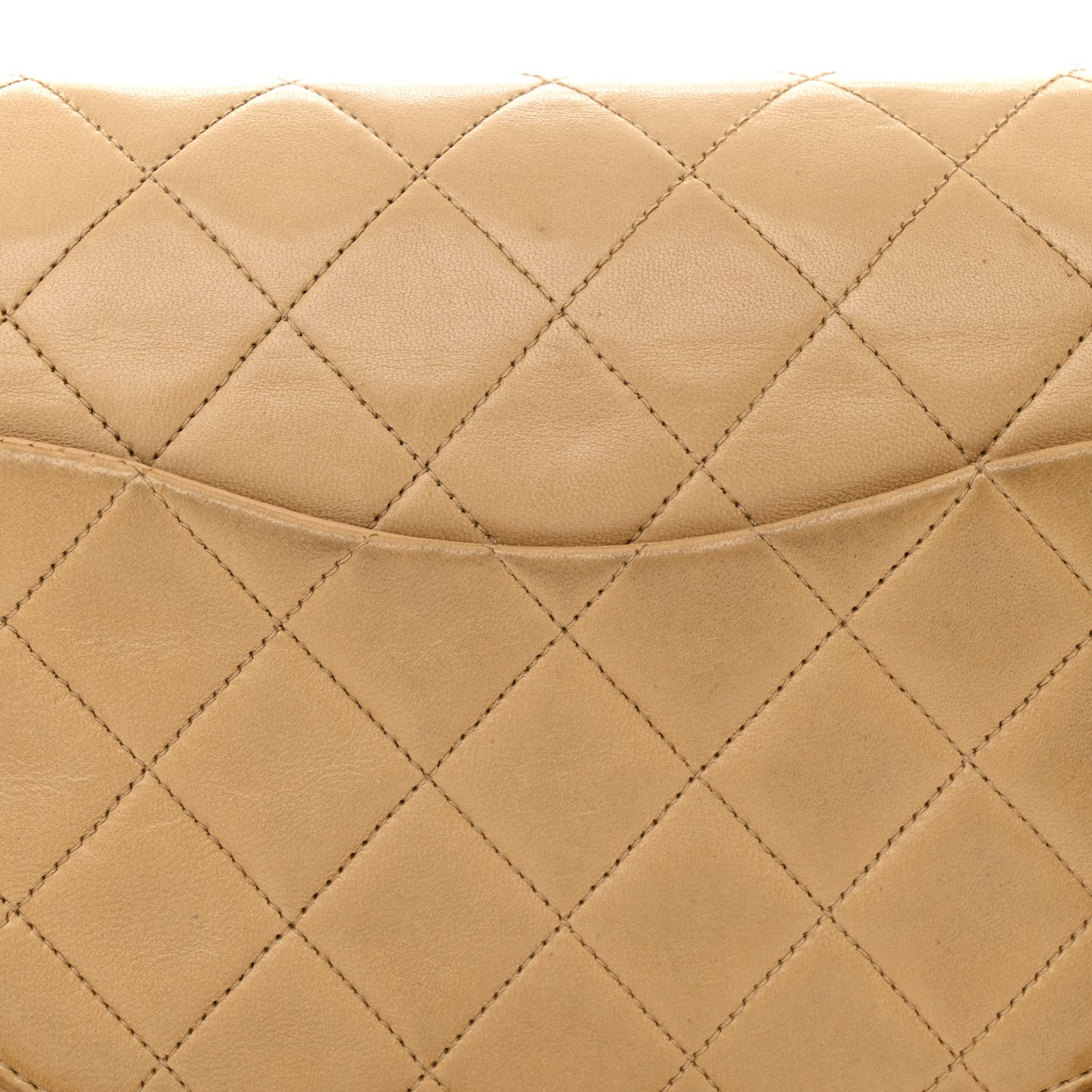Lambskin Quilted Medium Double Flap Beige