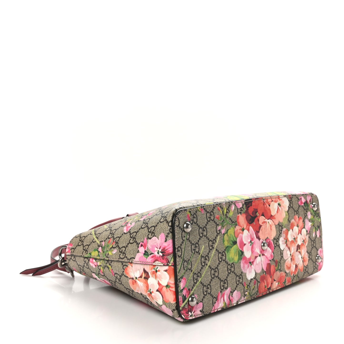 GG Supreme Monogram Blooms Small Zip Top Tote Beige Multicolor Dry Rose