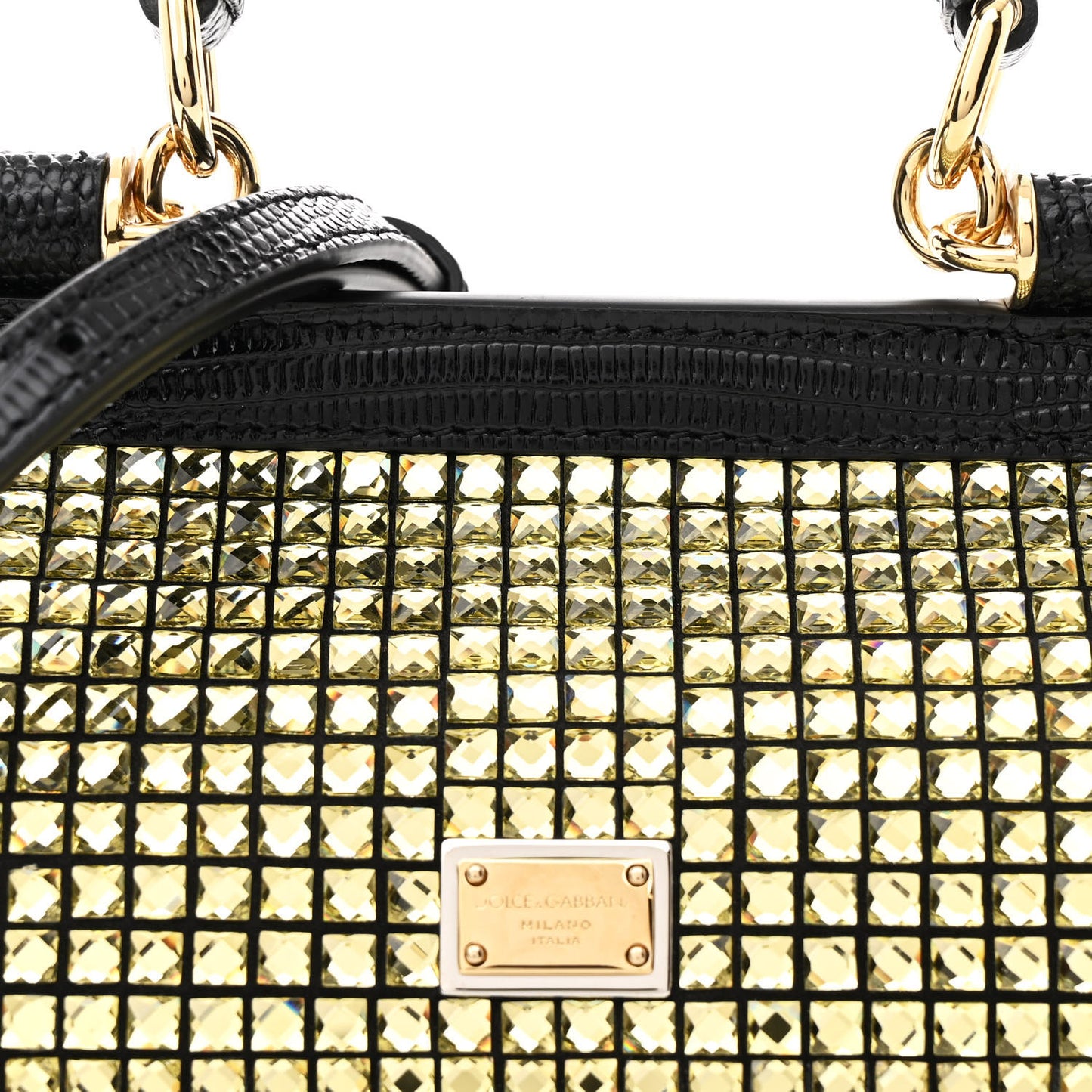Stampa Iguana Embossed Crystal Small Miss Sicily Satchel Gold