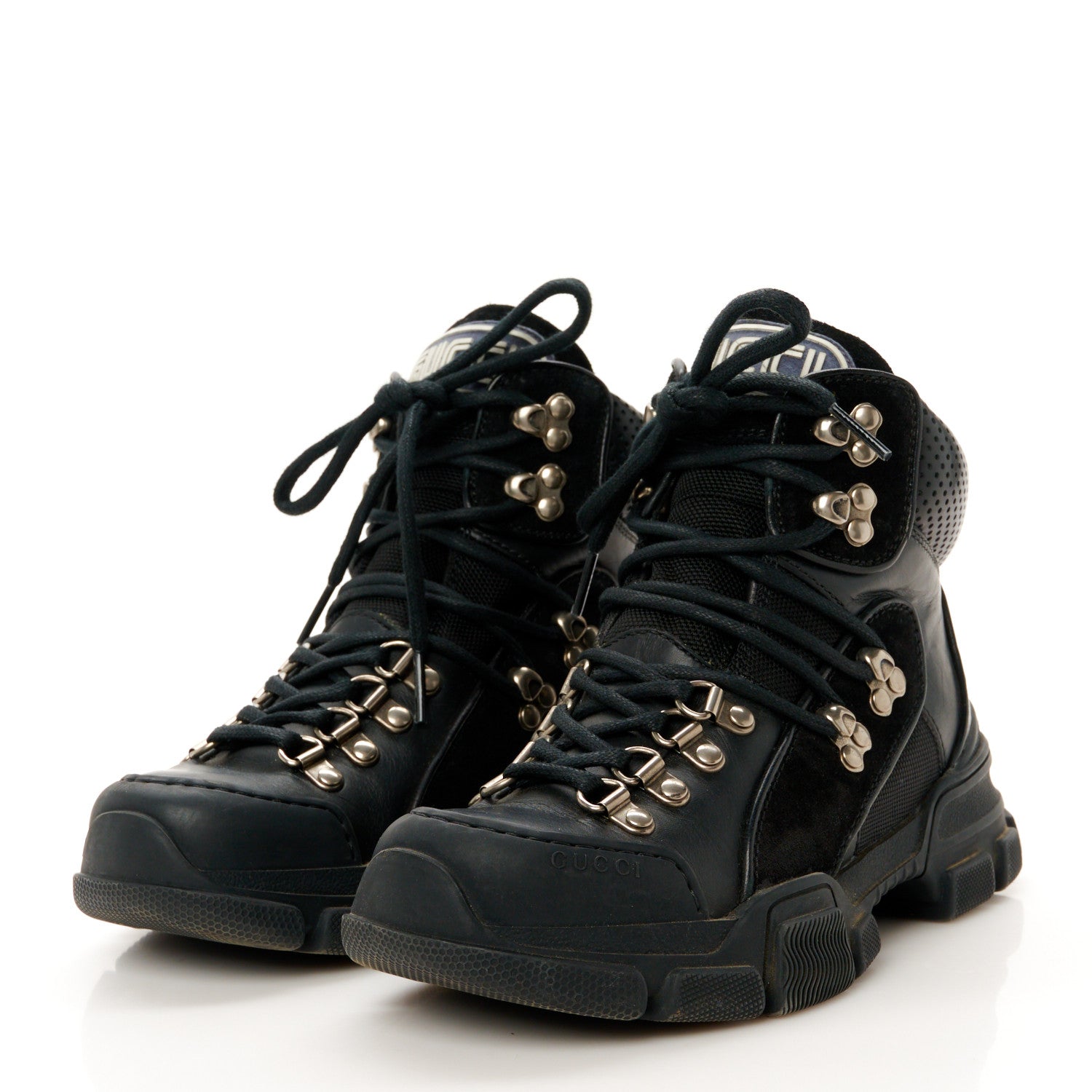 Gucci X SEGA Calfskin Suede Technical Canvas Womens Flashtrek High-Top Sneakers 35 Black 4 of 10