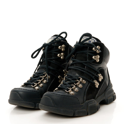 Gucci X SEGA Calfskin Suede Technical Canvas Womens Flashtrek High-Top Sneakers 35 Black 4 of 10