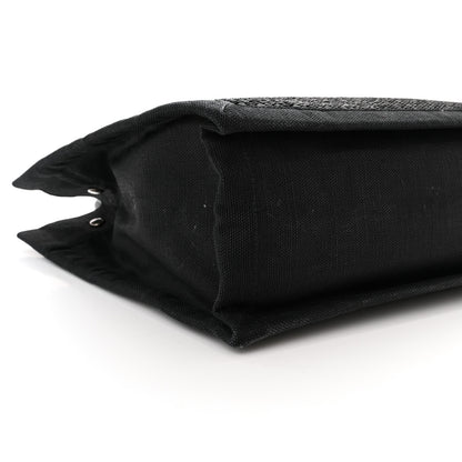 Saint Laurent Raffia Linen Calfskin Small Rive Gauche Tote Black 9 of 10