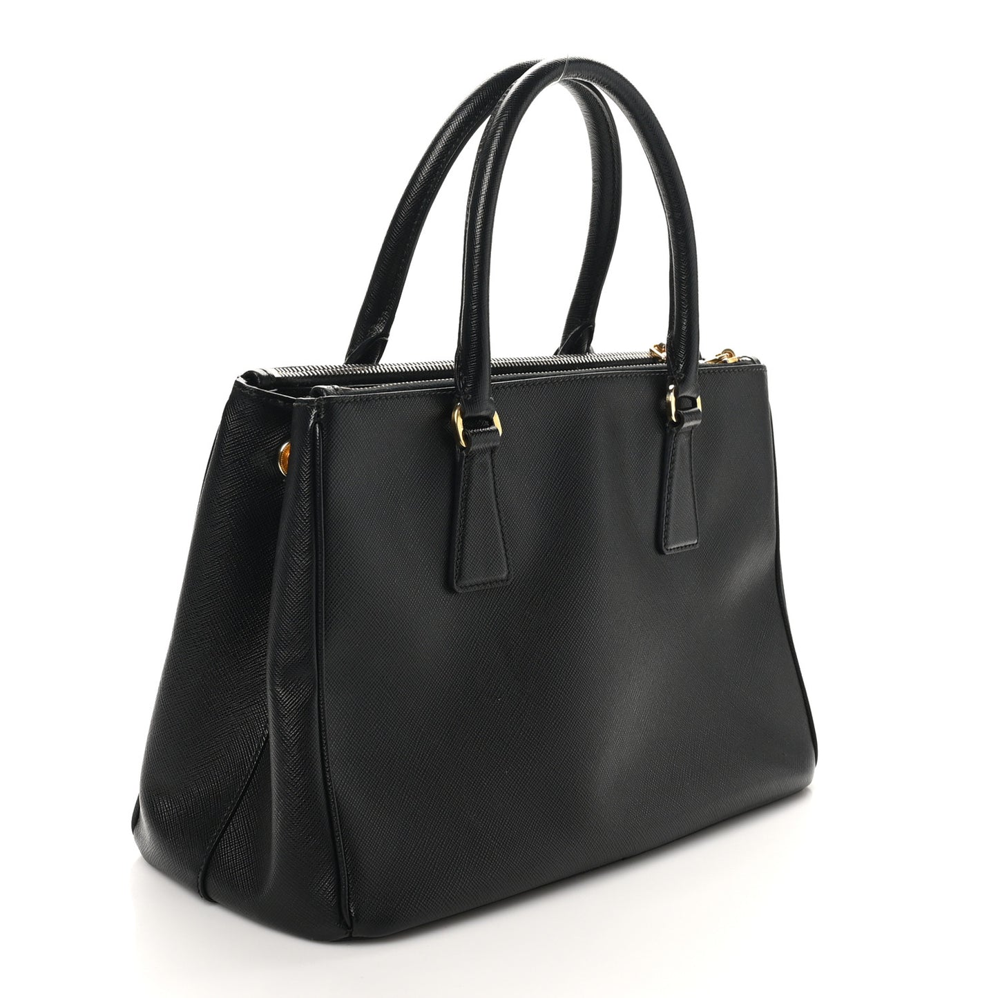 Saffiano Medium Galleria Double Zip Tote Black