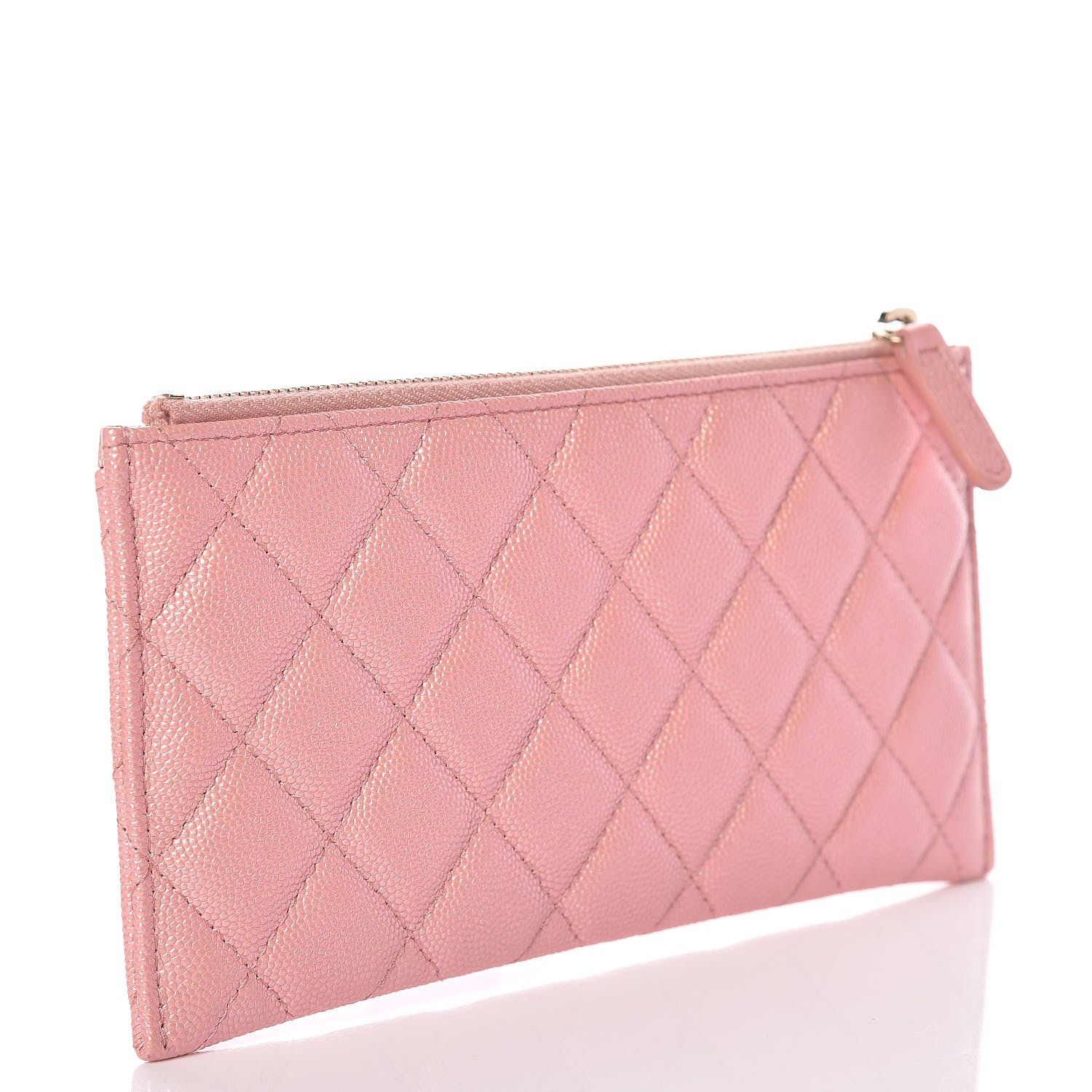 Chanel Iridescent Caviar Quilted Classic Zip Pouch Rose Pink 3 of 8