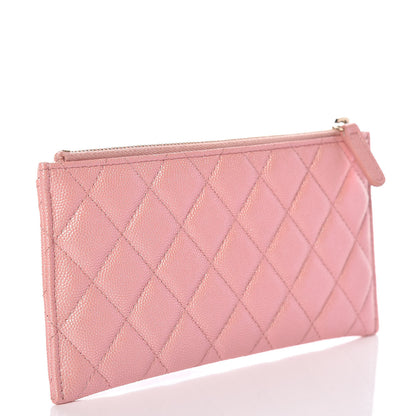 Chanel Iridescent Caviar Quilted Classic Zip Pouch Rose Pink 3 of 8