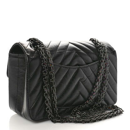 Chanel Aged Calfskin Chevron Quilted 2.55 Reissue Mini Flap So Black 4 of 19