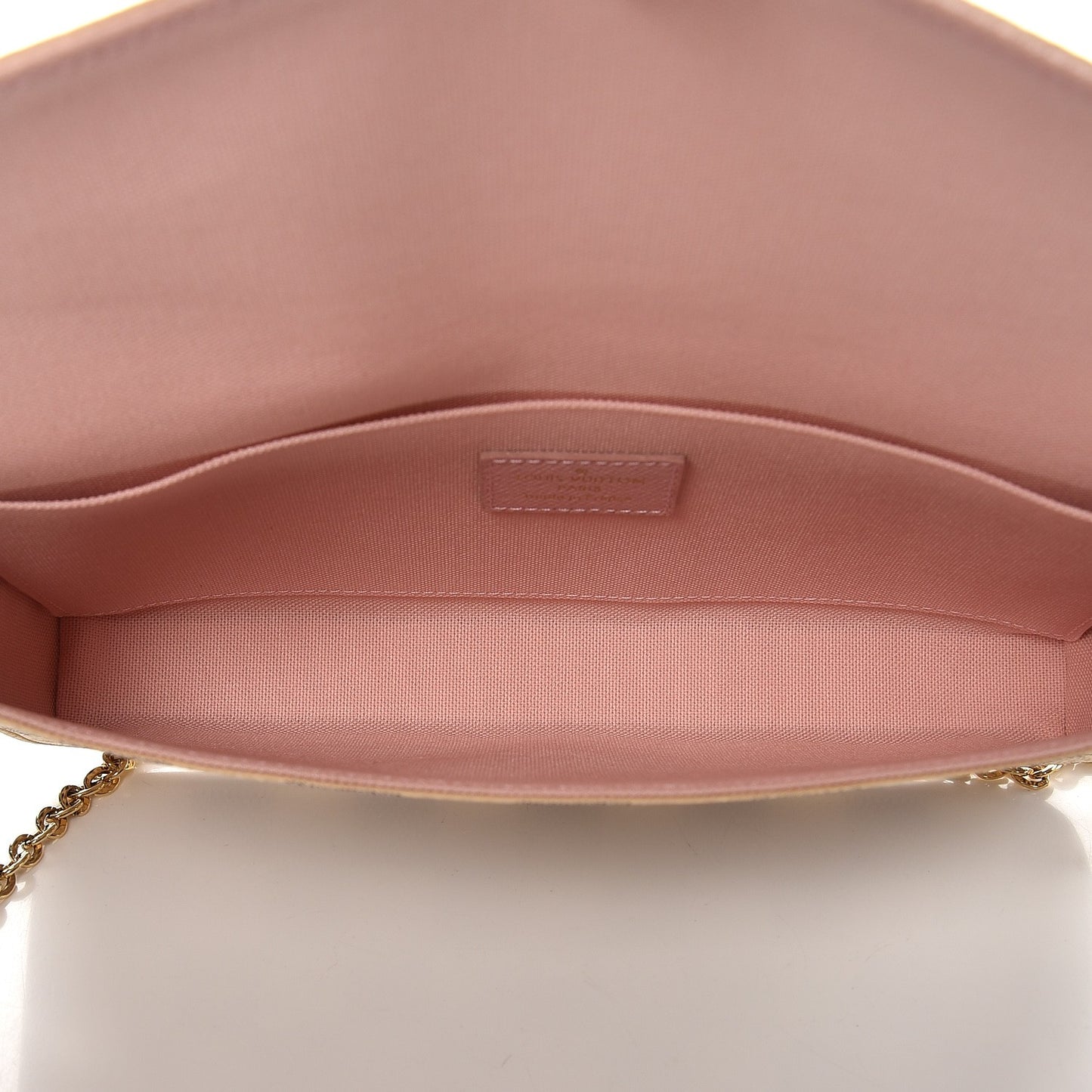 Damier Azur Pochette Felicie Chain Wallet Rose Ballerine