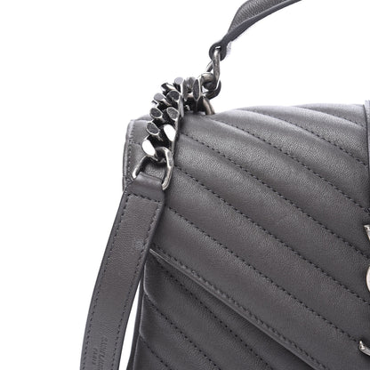 Saint Laurent Sheepskin Matelasse Chevron Monogram Medium College Bag Asphalt 12 of 12