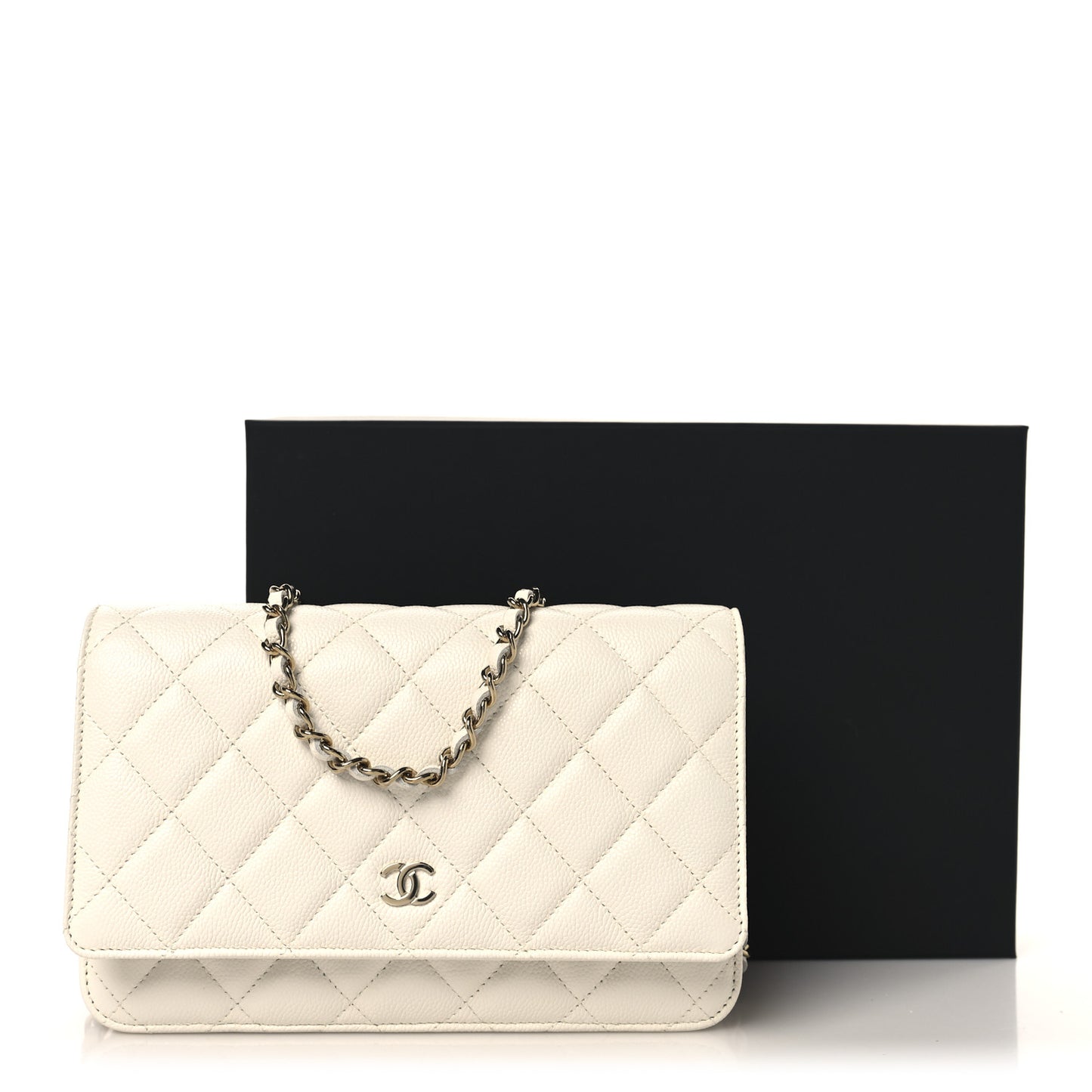 Caviar Quilted Wallet On Chain WOC White