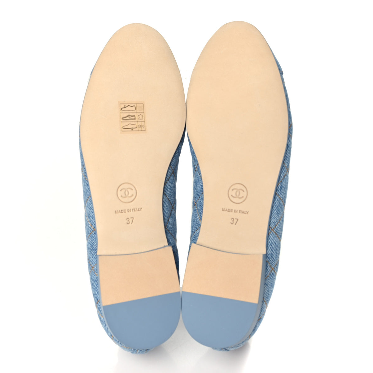 Chanel Washed Denim Quilted Cap Toe CC Ballerina Flats 37 Blue 12 of 20