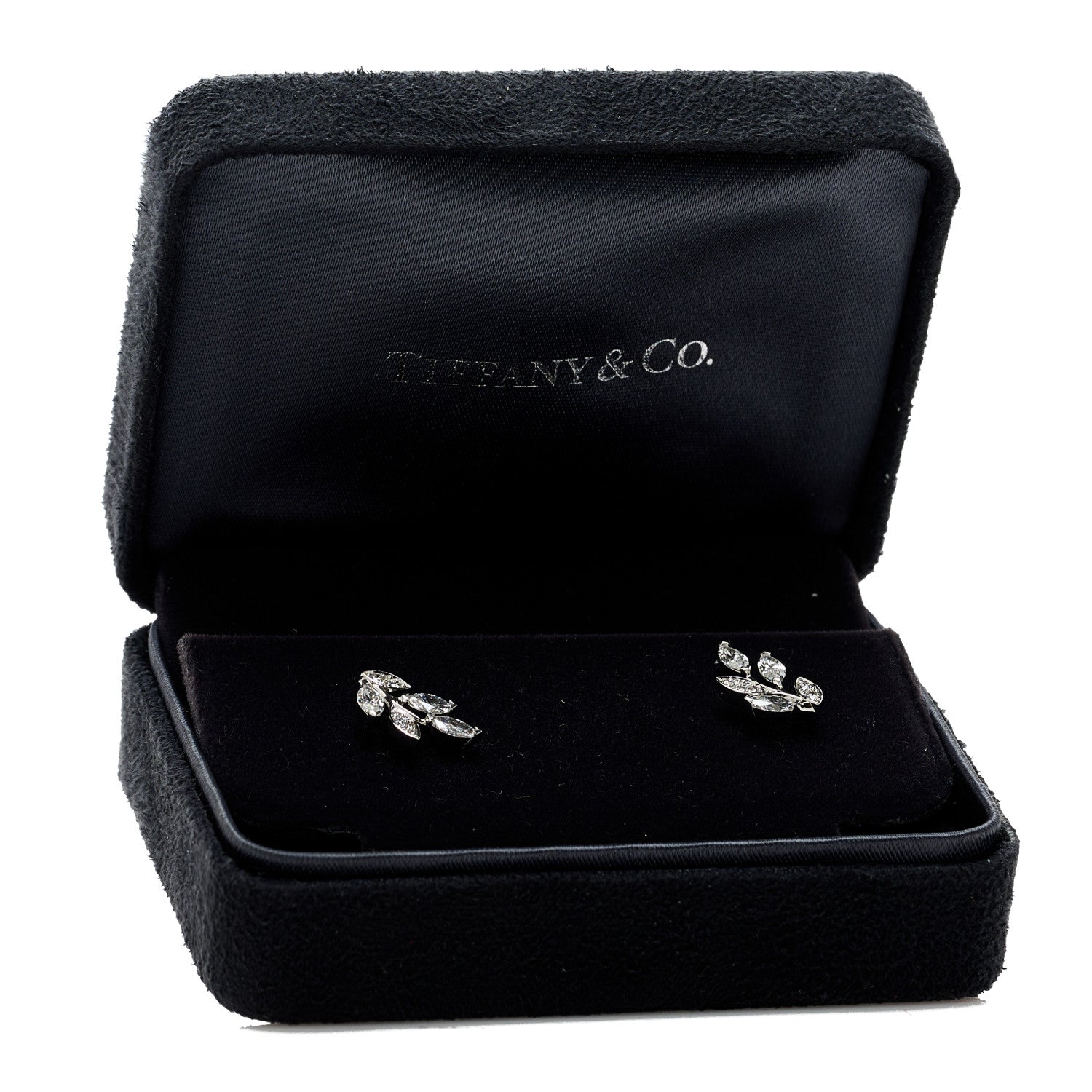 Tiffany Platinum Diamond Small Victoria Vine Earrings 5 of 5