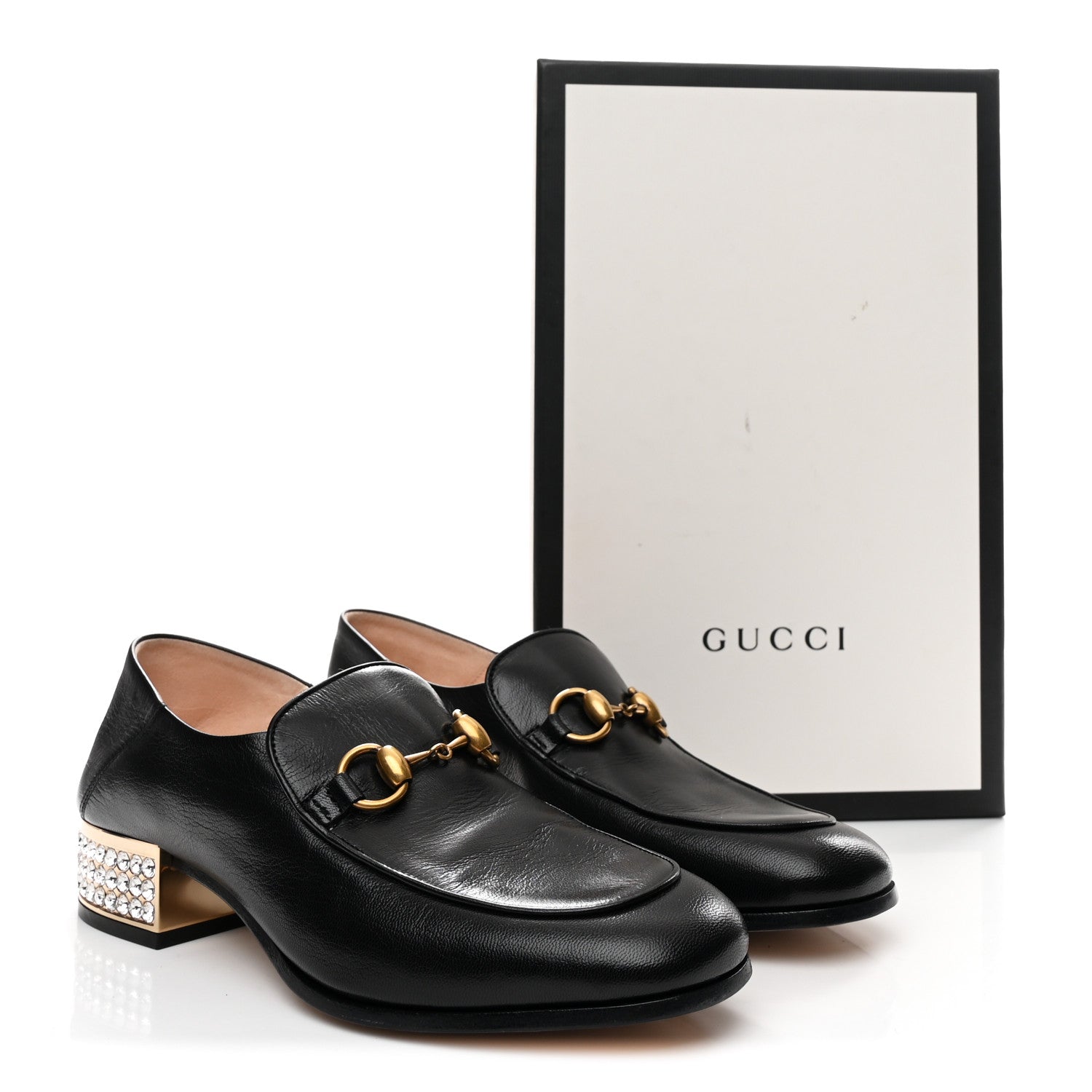 Gucci Goatskin Crystal Womens Horsebit Loafers 38 Black 10 of 10
