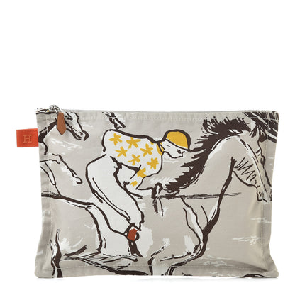Hermes Toile Equator Trousse GM Grey 1 of 7