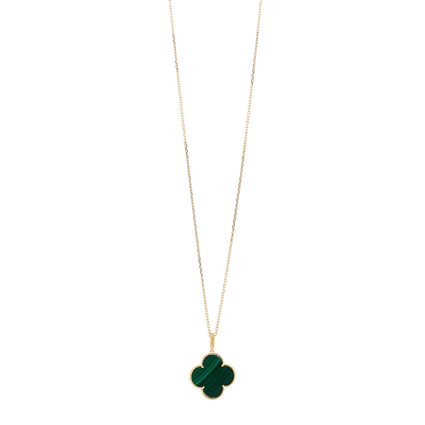 18K Yellow Gold Malachite Magic Alhambra Pendant Necklace