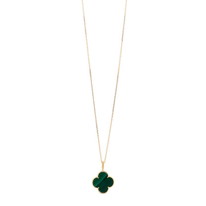 Van Cleef & Arpels 18K Yellow Gold Malachite Magic Alhambra Pendant Necklace 1 of 6