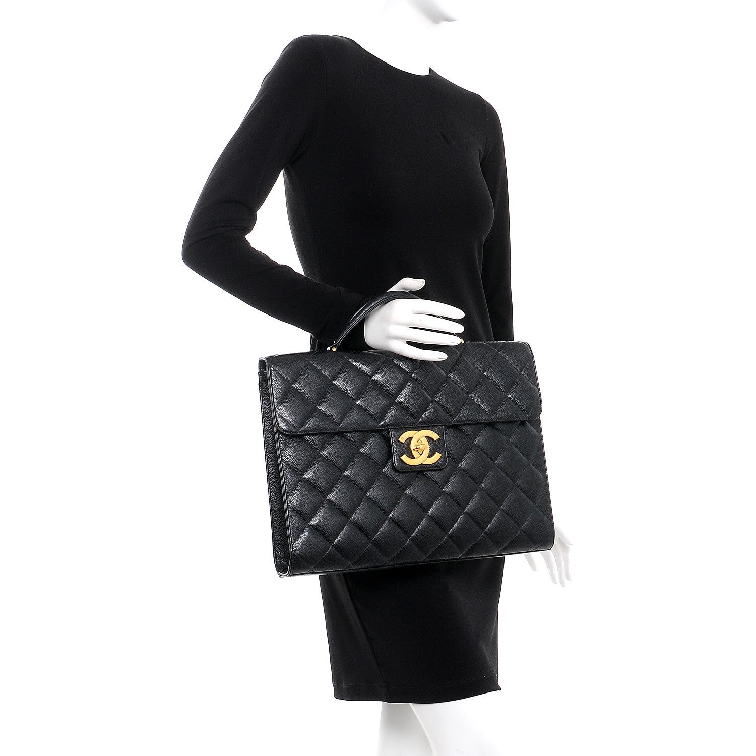 Chanel Caviar Quilted Briefcase Laptop Bag Black 2 of 11