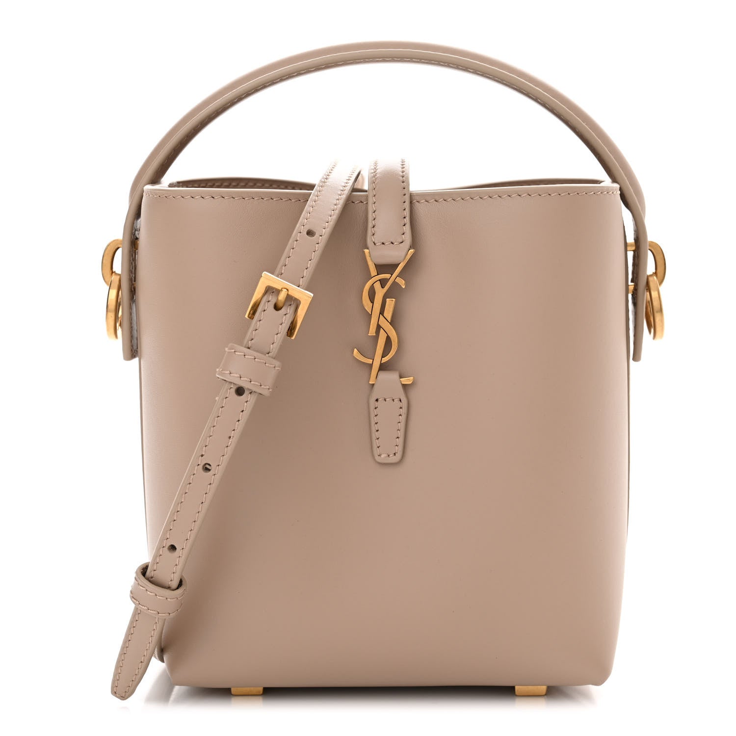 Saint Laurent Shiny Calfskin Le 37 Mini Bucket Bag Dark Beige 1 of 11
