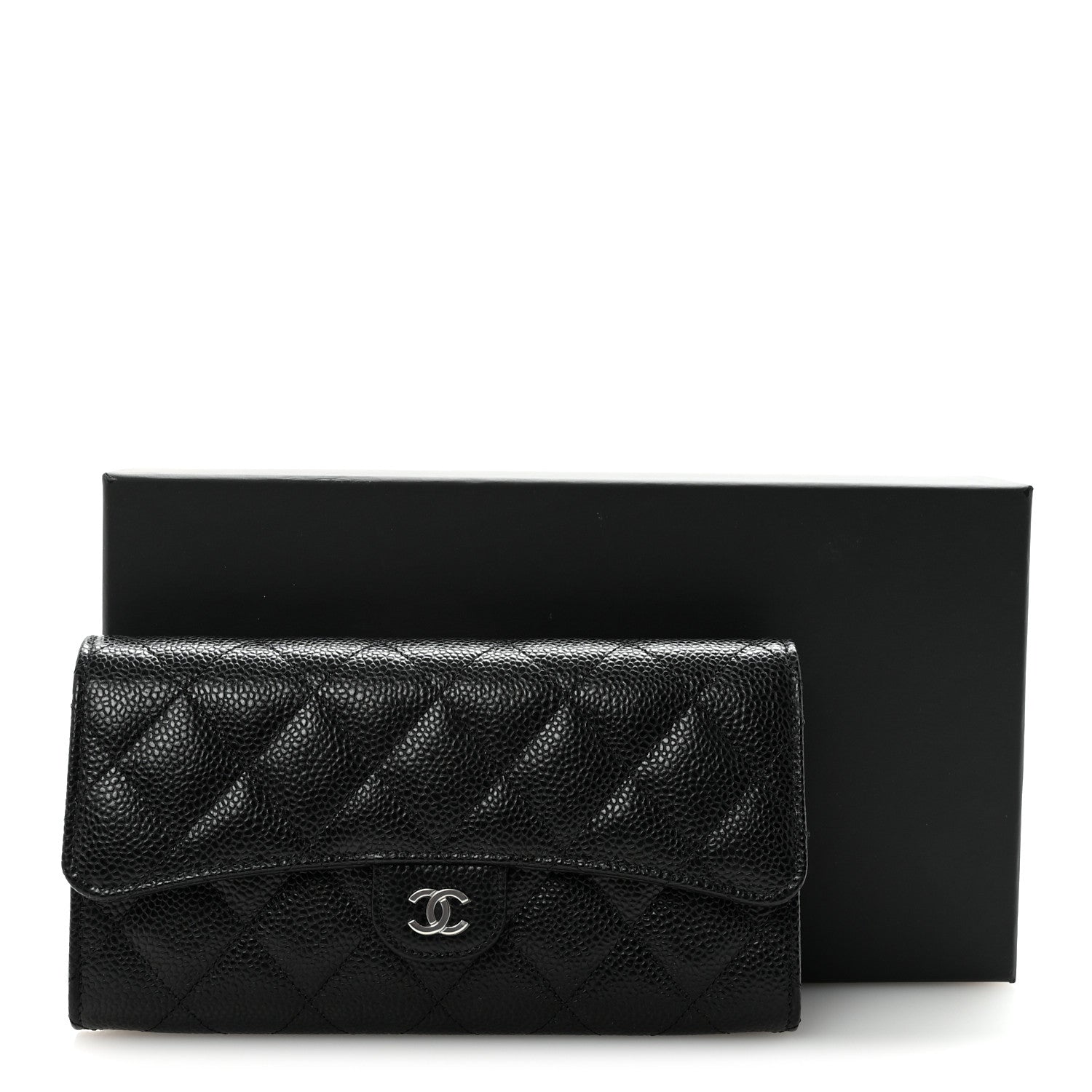 Chanel Caviar Quilted Large Gusset Flap Wallet Black 9 of 9