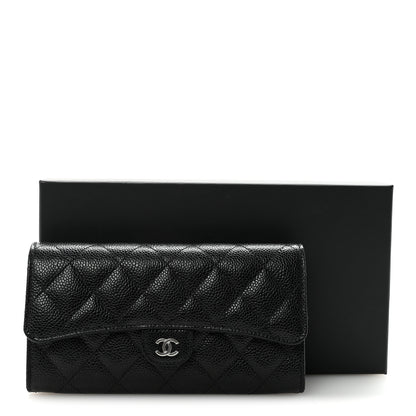 Chanel Caviar Quilted Large Gusset Flap Wallet Black 9 of 9